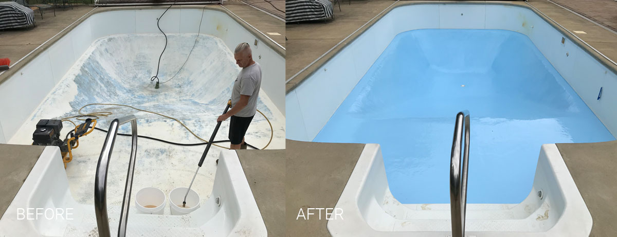 Ultra Poly OneCoat Blue Pool Painted Before and After